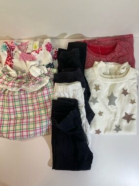 Gymboree & Crazy 8 & DKNY Lot Of 8 3T Girls 2 Spring 2 Winter Dresses 4 Leggings